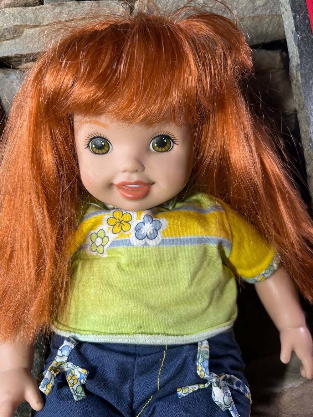 VTG Mattel Cuddly Jenny Doll Red Hair blue Jeans 2001 READ